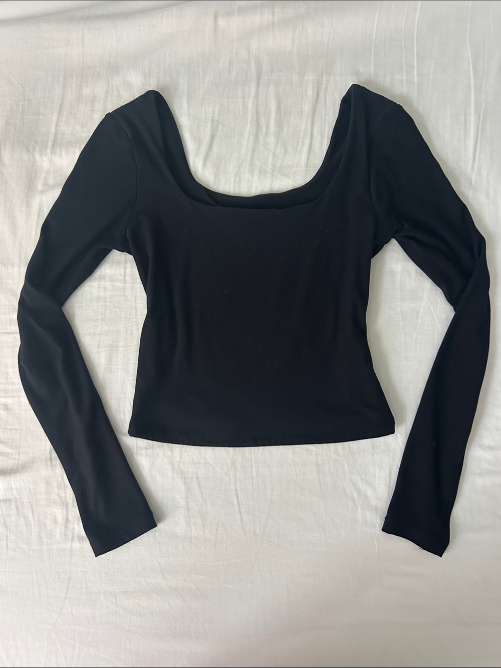 Classic Black Scoop Neck Long Sleeve Top - Women